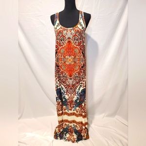 Karen Kane tribal print maxi dress, orange, xs